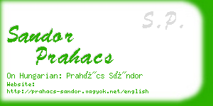 sandor prahacs business card